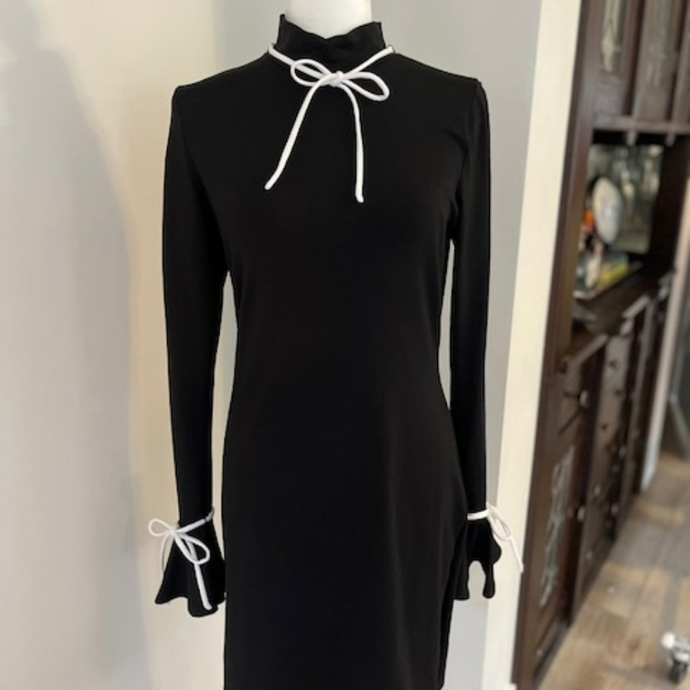 Susan Monaco Black Mock Neck Dress with Ties - Large